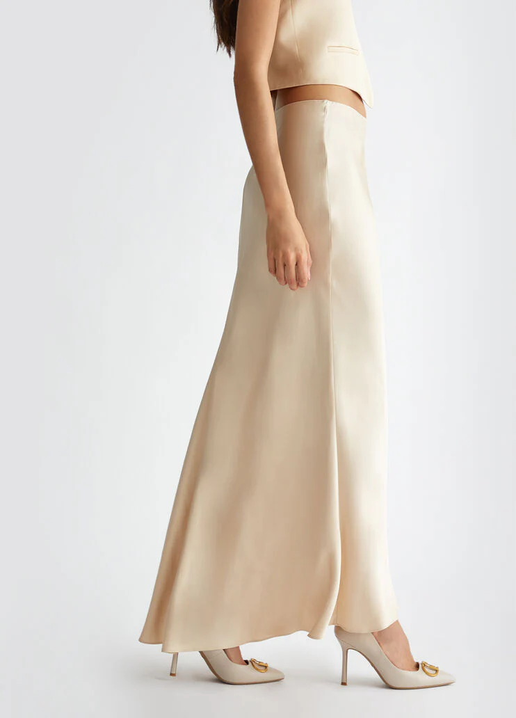 Long satin co-ord skirt