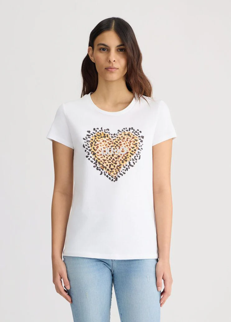 T-shirt with animal-print heart