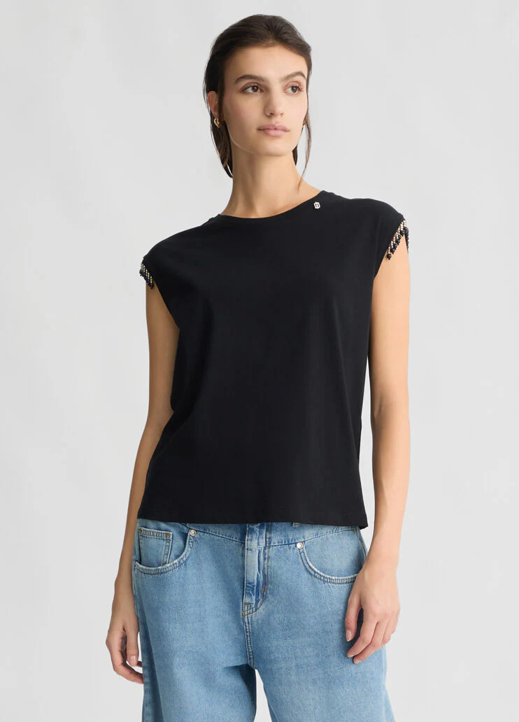 Jersey T-shirt with beads