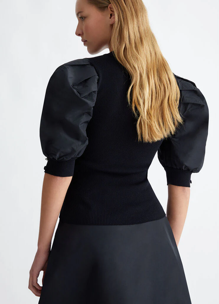 Top with taffeta sleeves