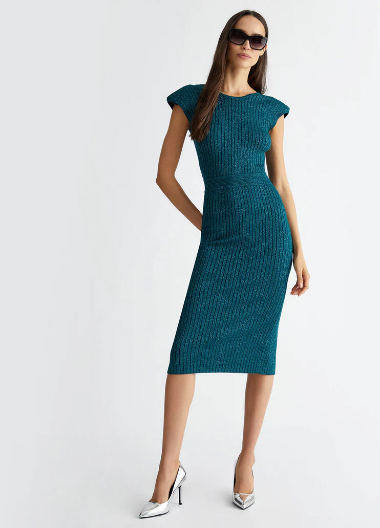 Lurex knit midi dress