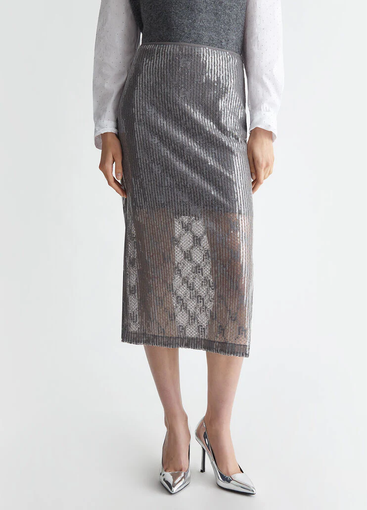 Sequinned lace skirt