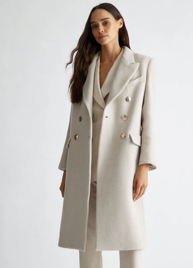 Double-breasted wool-blend coat