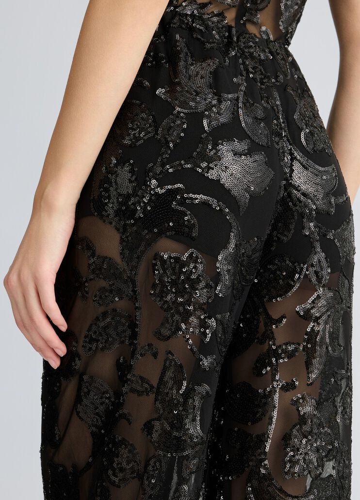 Embellished tulle trousers