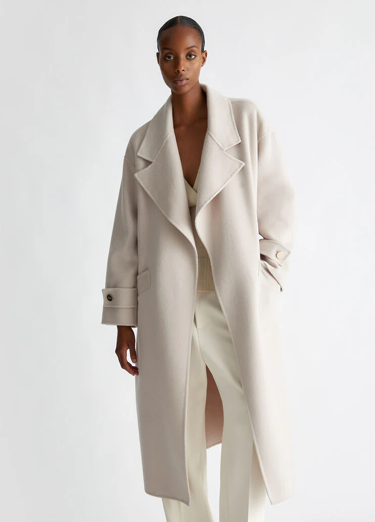 Belted wool-blend coat