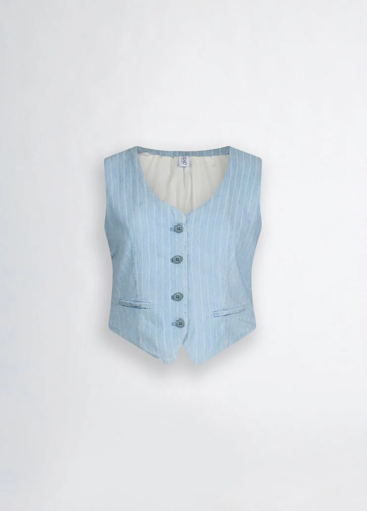Pinstripe denim waistcoat