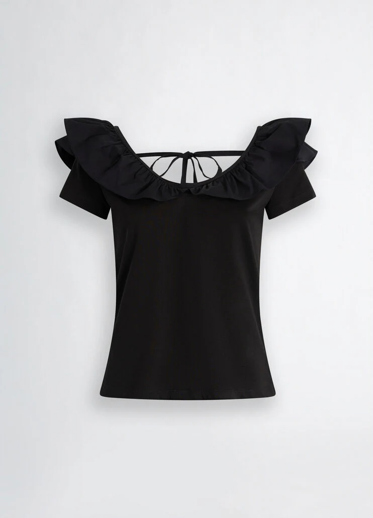 Cotton T-shirt with ruches