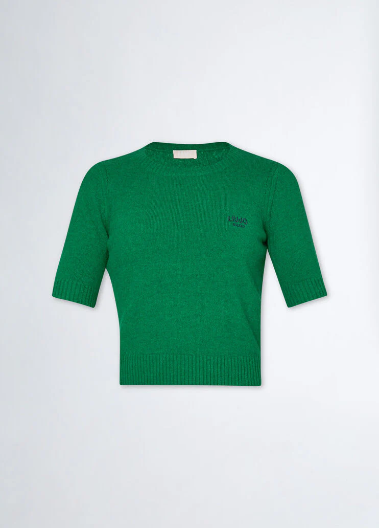 Wool-blend T-shirt with logo