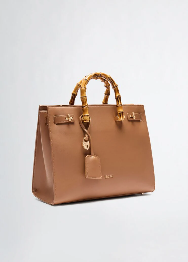 Bag with bamboo-finish handles