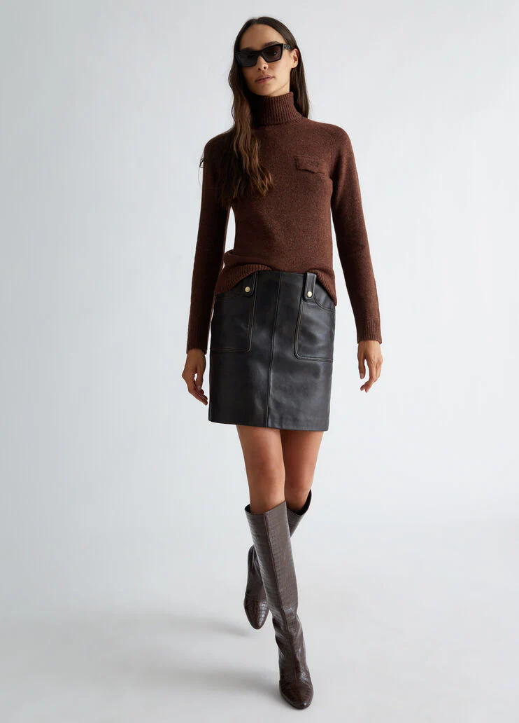 Wool-blend polo-neck with logo