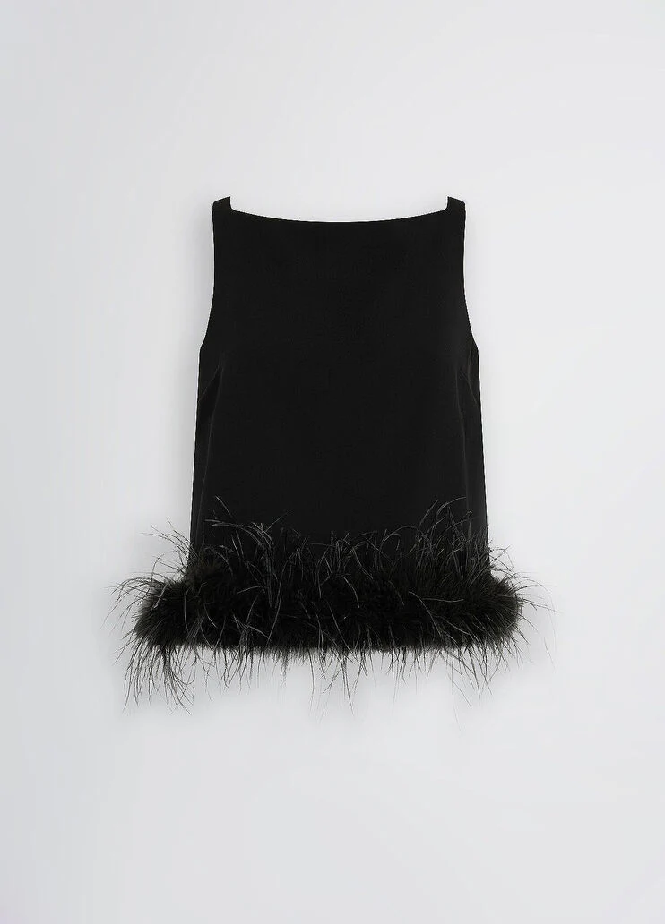 Black top with feathers