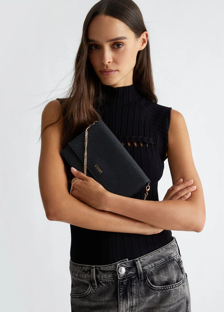 Black crossbody bag with logo