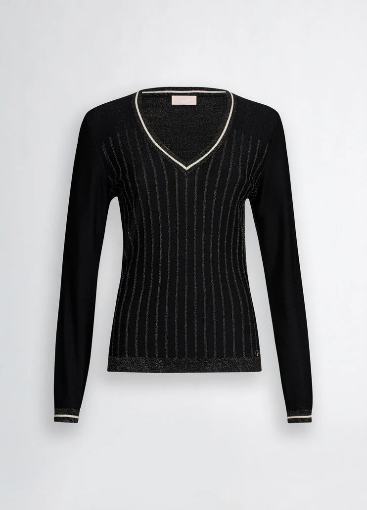 Black V-neck jumper