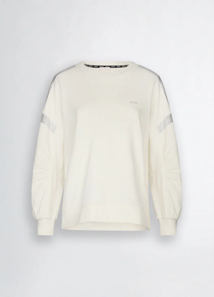 White sweatshirt with rhinestones
