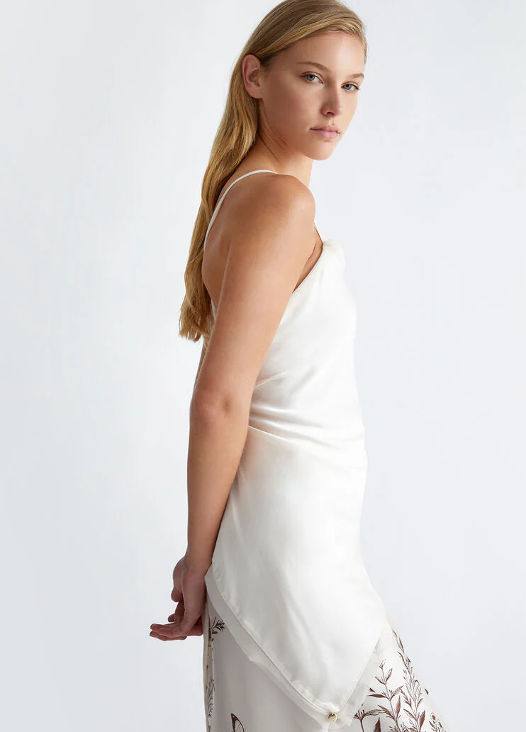 Asymmetrical satin top