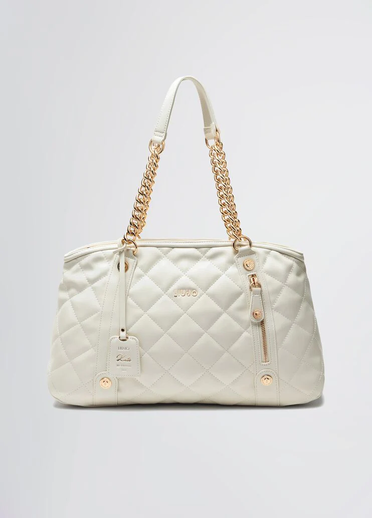 Quilted cream handbag
