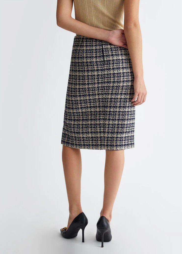 Chequered bouclé skirt