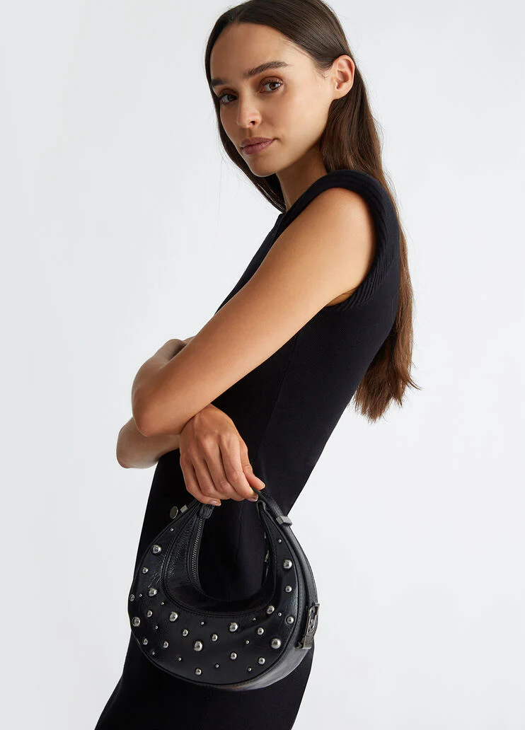 Studded glossy handbag