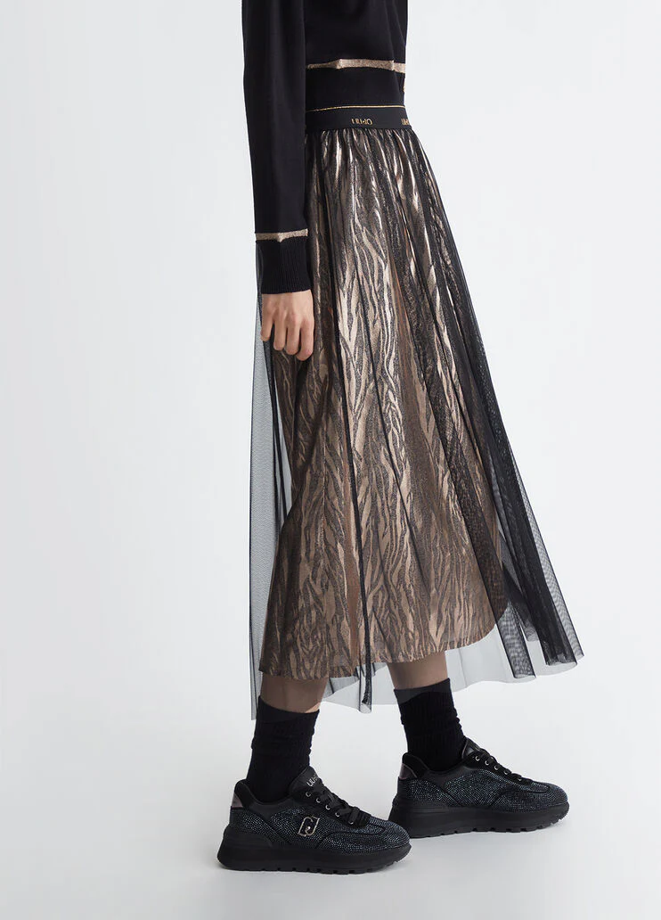 Animal-print jersey skirt