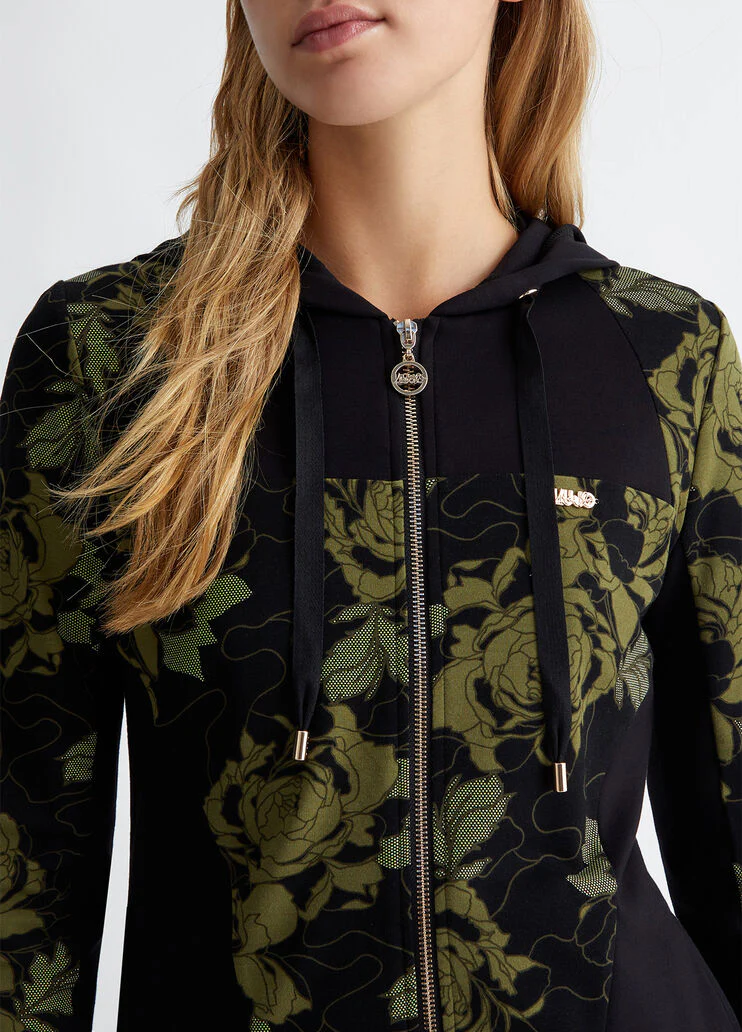 Hooded floral sweatshirt