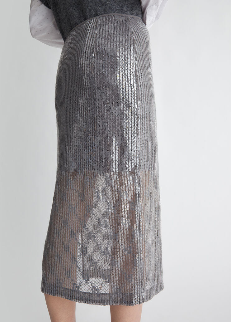 Sequinned lace skirt