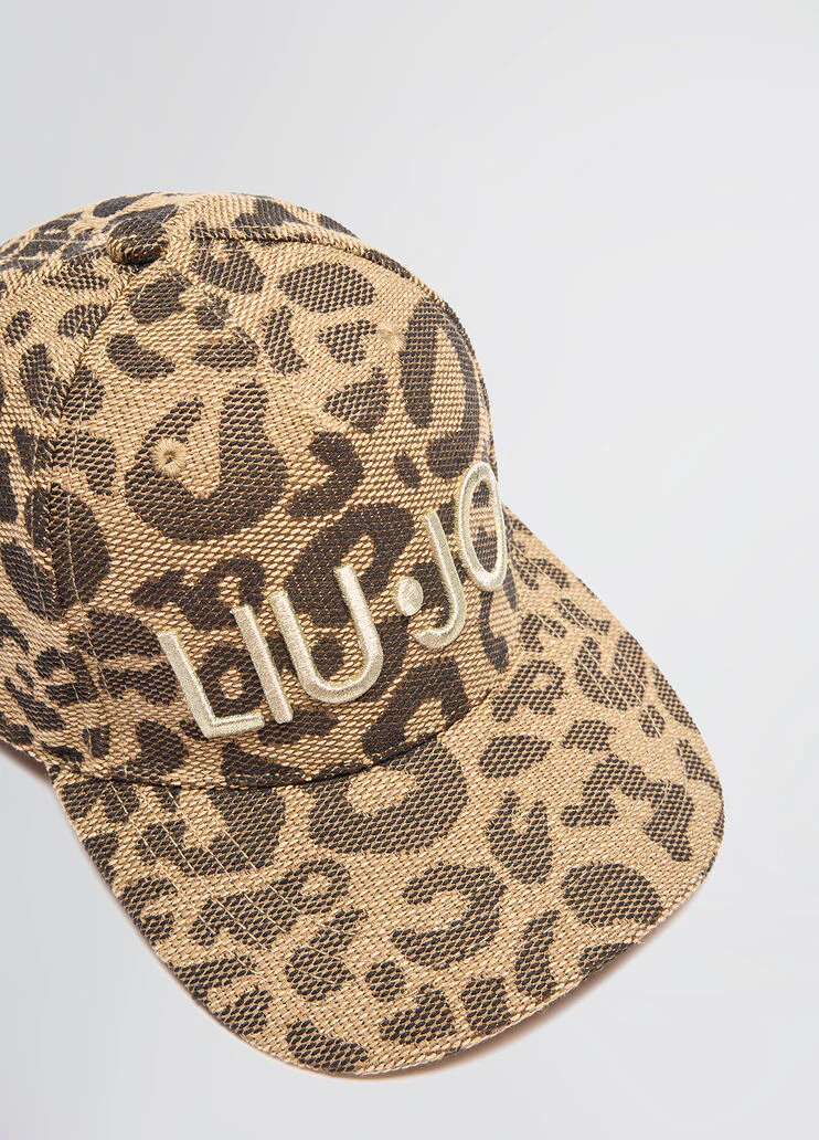 Brown animal-print jacquard baseball cap