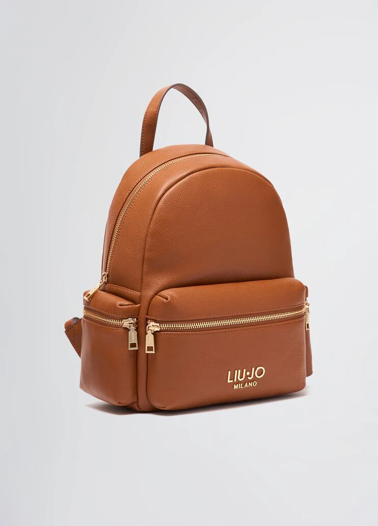 Brown backpack with logo