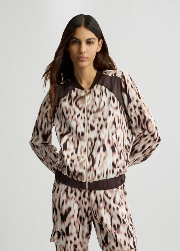 Printed satin bomber jacket