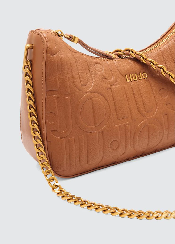 Brown shoulder bag with logo