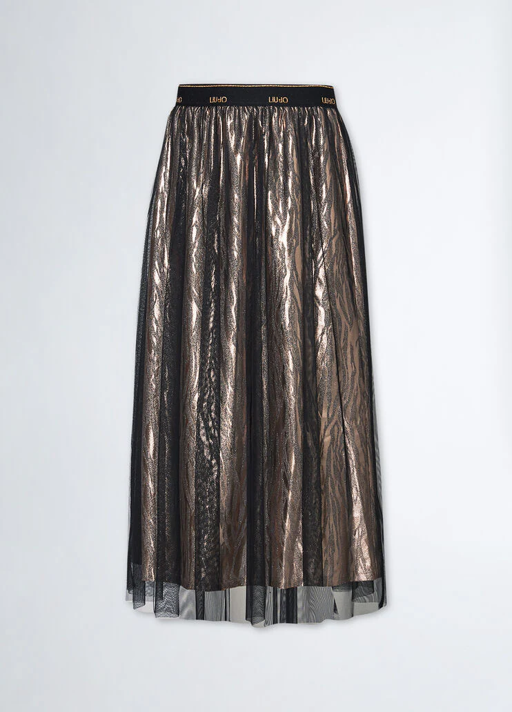 Animal-print jersey skirt