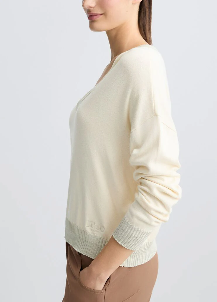 Ivory V-neck jumper