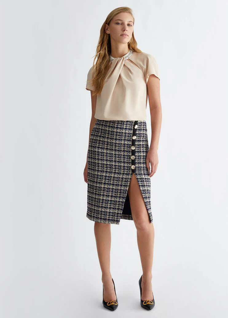 Georgette top with rhinestones