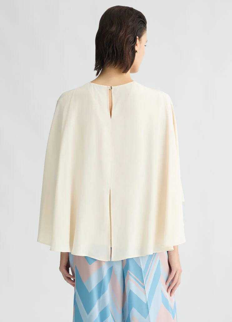 Crepe de chine blouse with belt