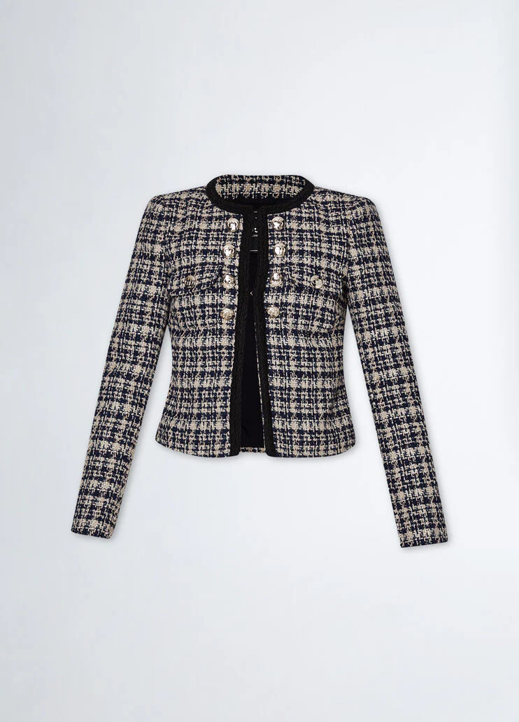Chequered bouclé jacket