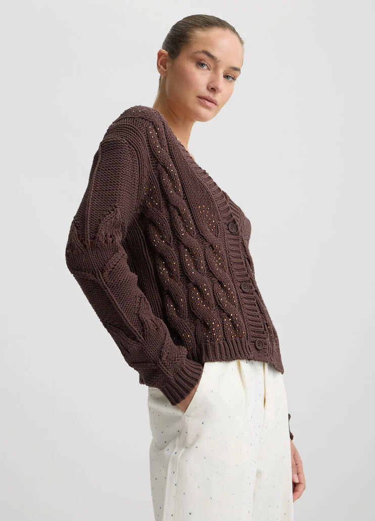 Cardigan with gemstones