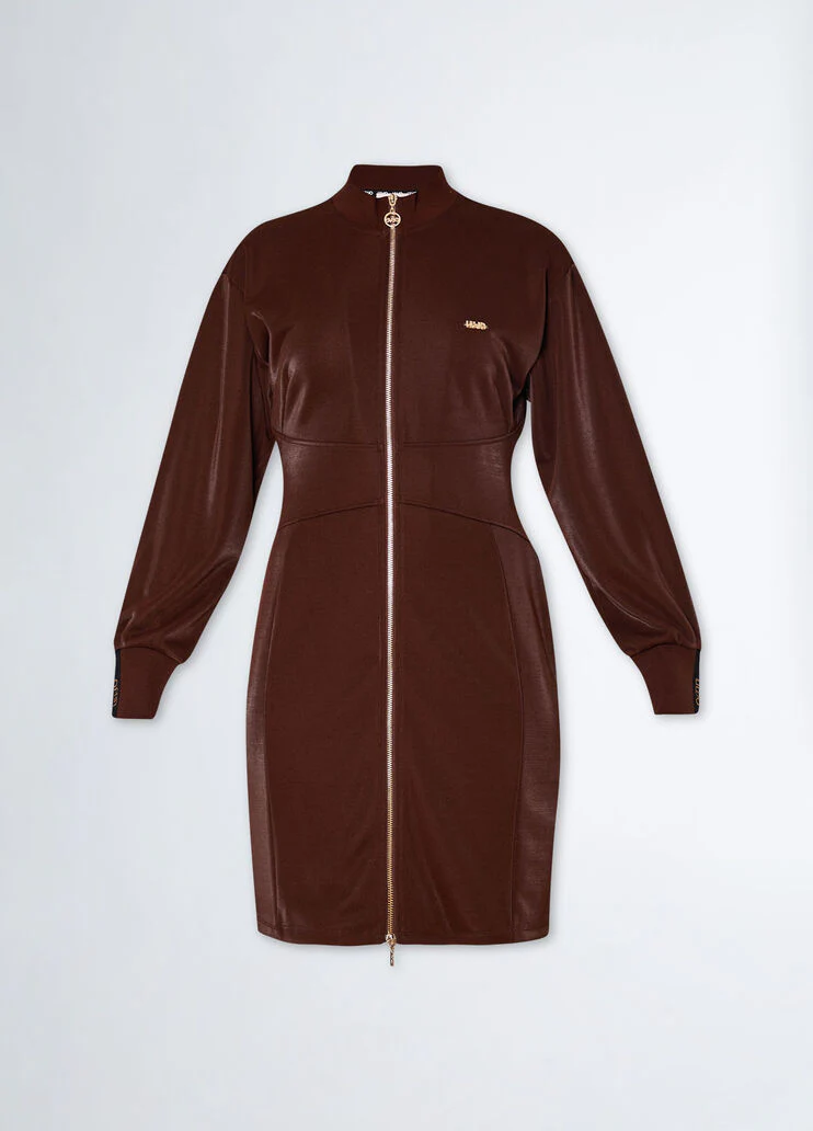 Jersey dress with zip