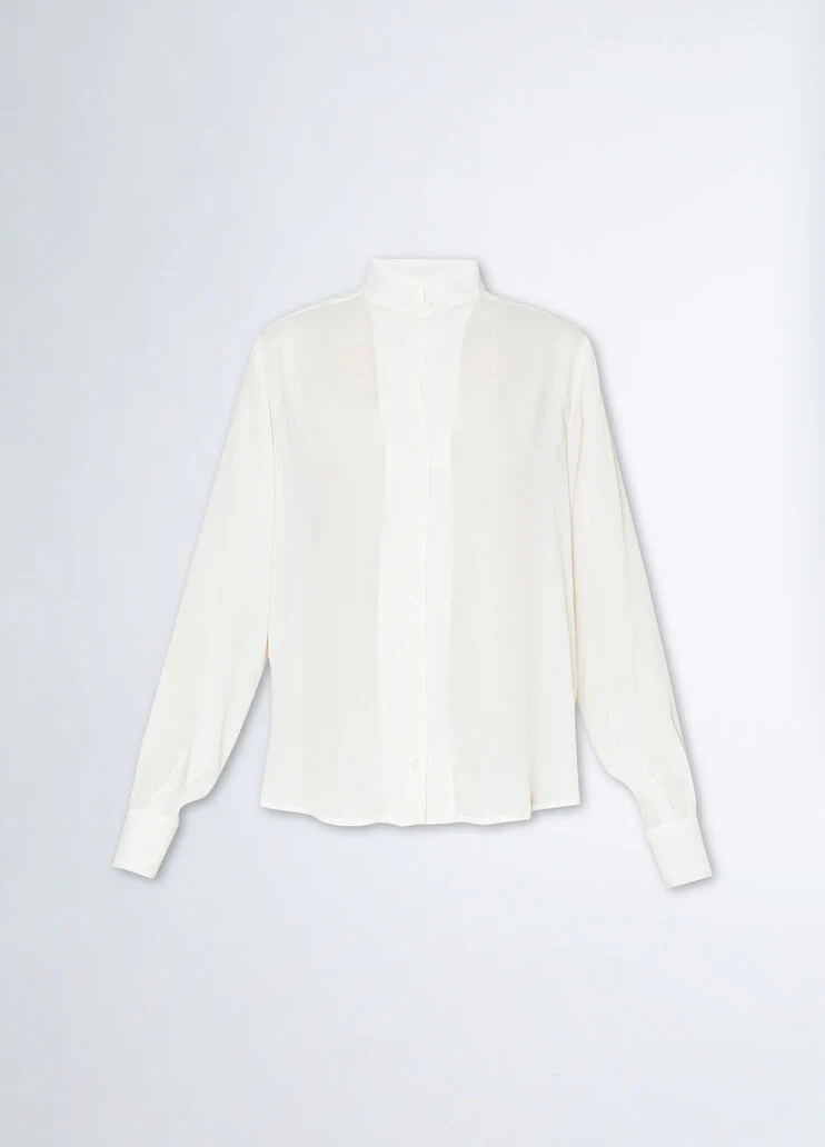 Silk-blend crepe shirt