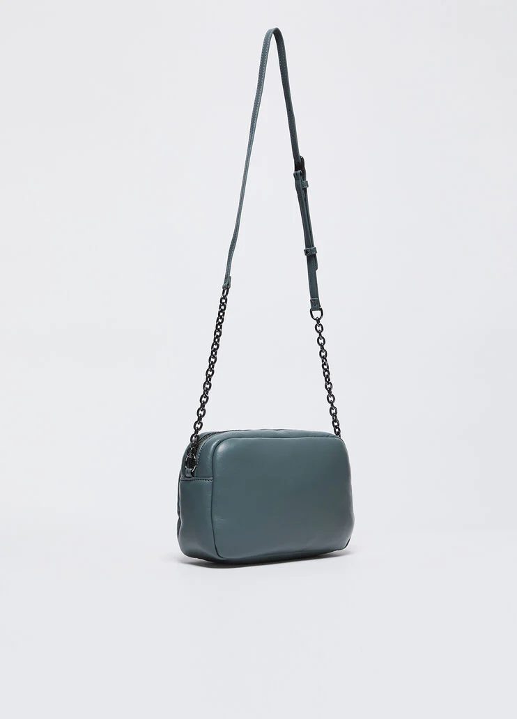 Glossy crossbody bag with rhinestones