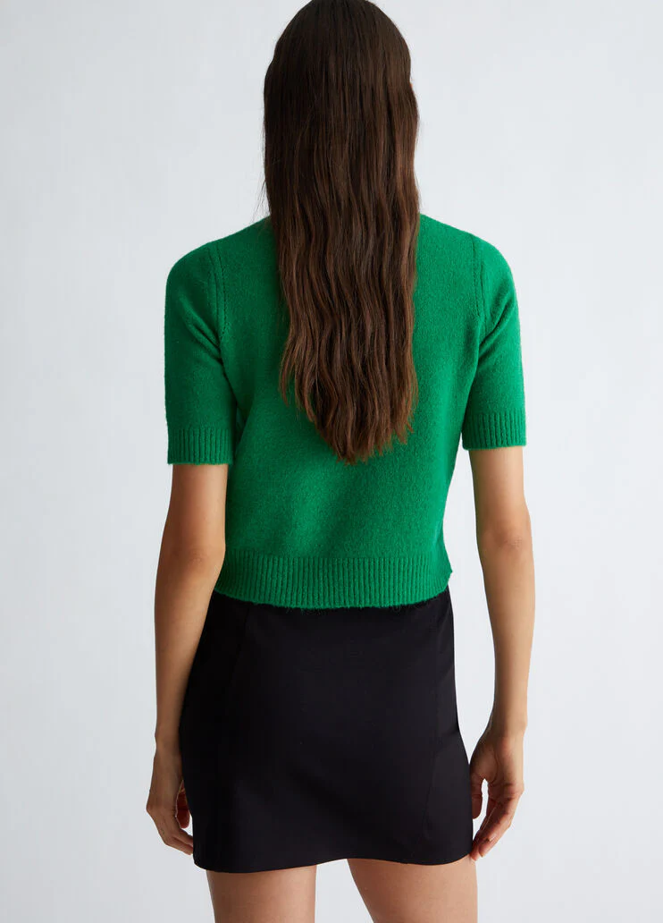 Wool-blend T-shirt with logo