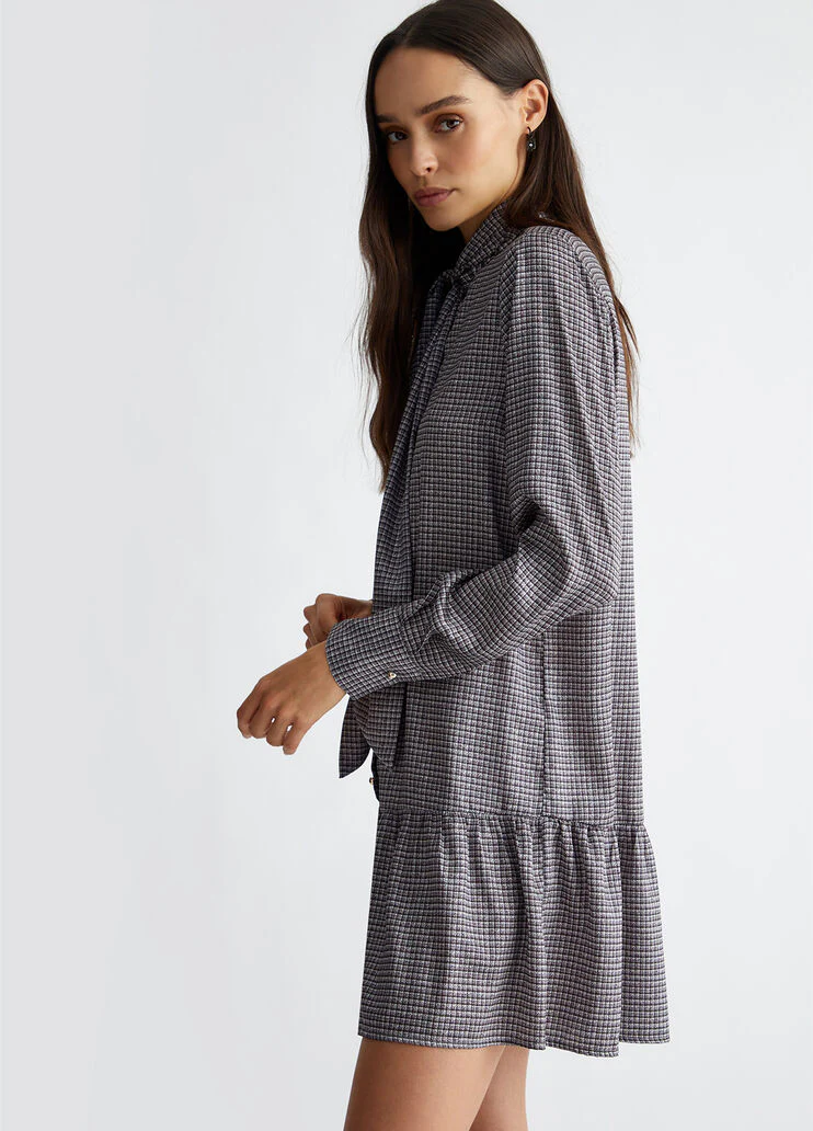 Printed satin shirt dress