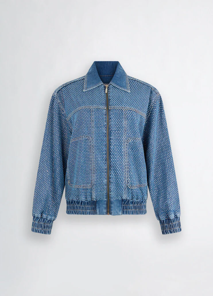 Denim jacket with rhinestones