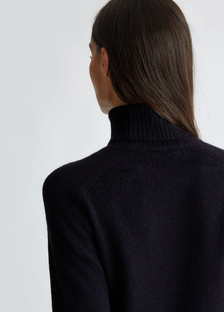 Wool-blend polo-neck with logo