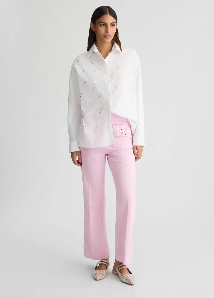 Cropped flared cotton trousers