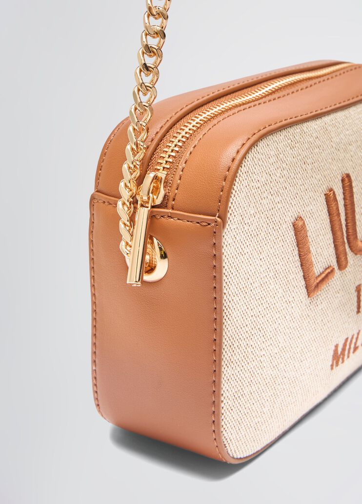 Beige and brown crossbody bag