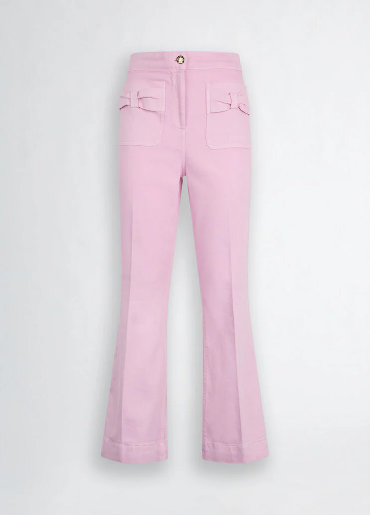 Cropped flared cotton trousers