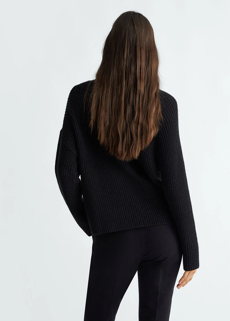 Rib-knit wool-blend sweater