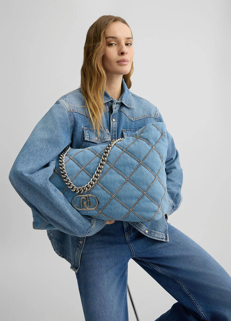 Denim LaPuffy tote bag