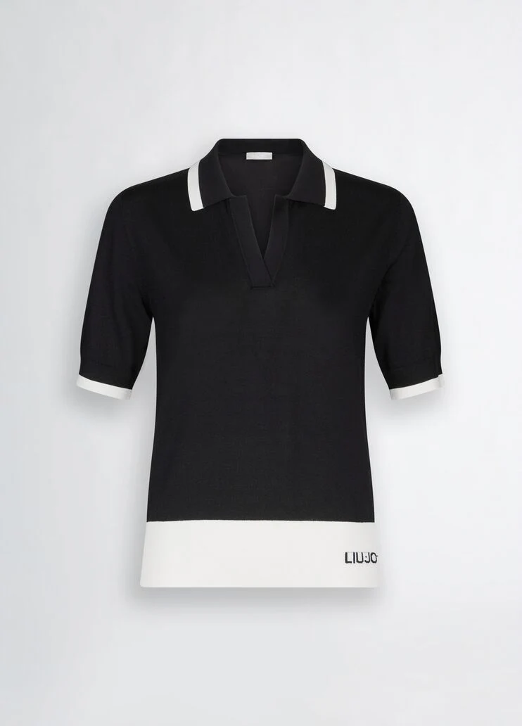 Black and white ribbed jumper