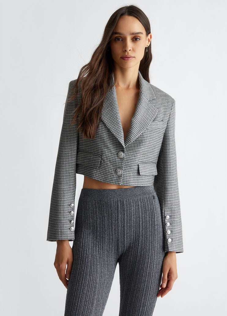 Cropped checked blazer