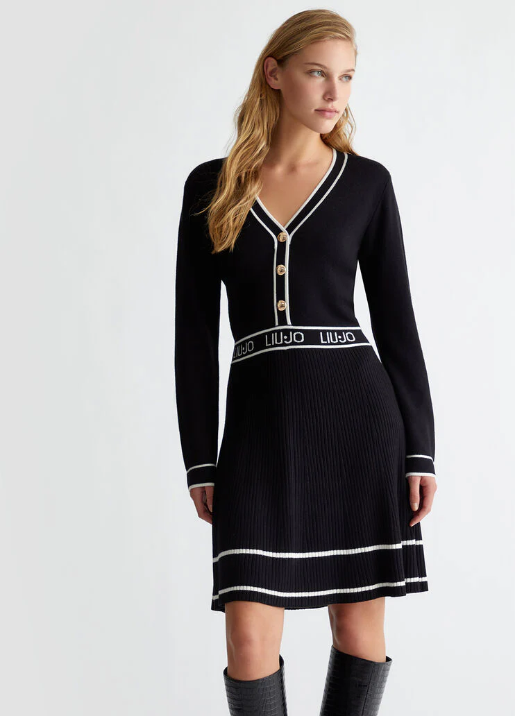 Silk-blend knit dress